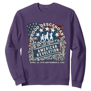 Proud Descendant American Revolution Sweatshirt 1775 to 1783 Patriotic Heritage TS02 Purple Print Your Wear