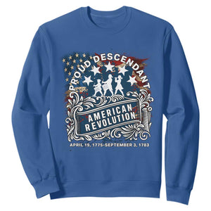 Proud Descendant American Revolution Sweatshirt 1775 to 1783 Patriotic Heritage TS02 Royal Blue Print Your Wear