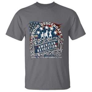 Proud Descendant American Revolution T Shirt 1775 to 1783 Patriotic Heritage TS02 Charcoal Print Your Wear