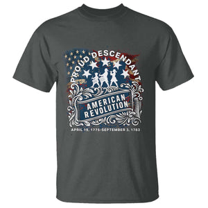 Proud Descendant American Revolution T Shirt 1775 to 1783 Patriotic Heritage TS02 Dark Heather Print Your Wear