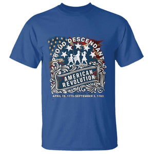 Proud Descendant American Revolution T Shirt 1775 to 1783 Patriotic Heritage TS02 Royal Blue Print Your Wear