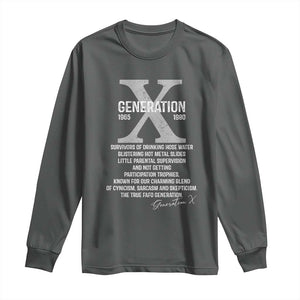 Proud Gen X 1965 to 1980 Long Sleeve Shirt Vintage Generation X TS11 Dark Heather Print Your Wear