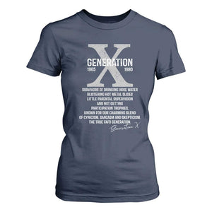 Proud Gen X 1965 to 1980 T Shirt For Women Vintage Generation X TS11 Navy Print Your Wear