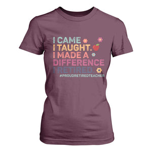 Proud Retired Teacher T Shirt For Women I Came I Taught I Made a Difference Retirement TS10 Maroon Print Your Wear