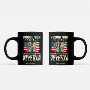 Proud Son Of World War 2 Veteran Coffee Mug WWII Vet Pride TS02 Black Print Your Wear