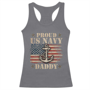 Proud US Navy Daddy Racerback Tank Top Vintage American Flag Anchor TS11 Charcoal Print Your Wear