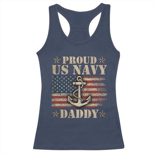 Proud US Navy Daddy Racerback Tank Top Vintage American Flag Anchor TS11 Navy Print Your Wear