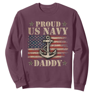 Proud US Navy Daddy Sweatshirt Vintage American Flag Anchor TS11 Maroon Print Your Wear