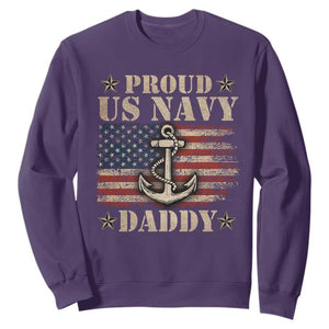 Proud US Navy Daddy Sweatshirt Vintage American Flag Anchor TS11 Purple Print Your Wear