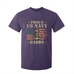 Proud US Navy Daddy T Shirt For Kid Vintage American Flag Anchor TS11 Purple Print Your Wear