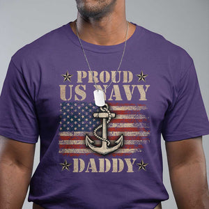 Proud US Navy Daddy T Shirt Vintage American Flag Anchor TS11 Purple Print Your Wear
