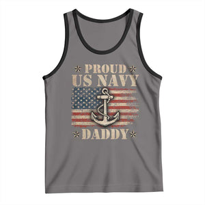 Proud US Navy Daddy Tank Top Vintage American Flag Anchor TS11 Deep Heather Black Print Your Wear