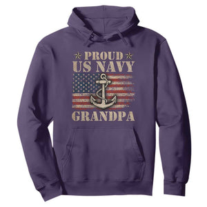Proud US Navy Grandpa Hoodie Vintage American Flag Anchor TS11 Purple Print Your Wear