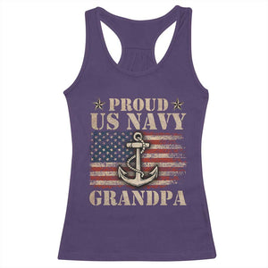 Proud US Navy Grandpa Racerback Tank Top Vintage American Flag Anchor TS11 Purple Print Your Wear