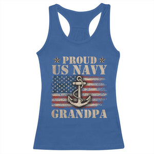 Proud US Navy Grandpa Racerback Tank Top Vintage American Flag Anchor TS11 Royal Blue Print Your Wear