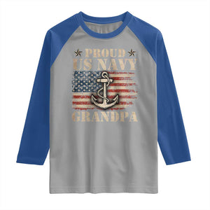 Proud US Navy Grandpa Raglan Shirt Vintage American Flag Anchor TS11 Sport Gray Royal Print Your Wear