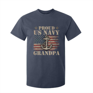 Proud US Navy Grandpa T Shirt For Kid Vintage American Flag Anchor TS11 Navy Print Your Wear