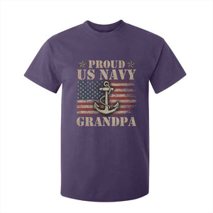 Proud US Navy Grandpa T Shirt For Kid Vintage American Flag Anchor TS11 Purple Print Your Wear