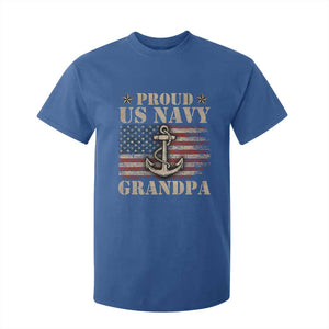 Proud US Navy Grandpa T Shirt For Kid Vintage American Flag Anchor TS11 Royal Blue Print Your Wear