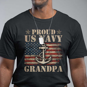 Proud US Navy Grandpa T Shirt Vintage American Flag Anchor TS11 Black Print Your Wear