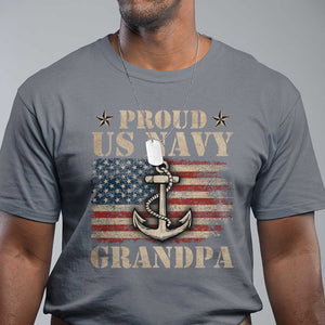 Proud US Navy Grandpa T Shirt Vintage American Flag Anchor TS11 Charcoal Print Your Wear