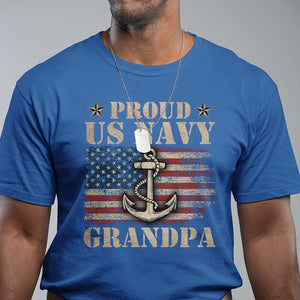 Proud US Navy Grandpa T Shirt Vintage American Flag Anchor TS11 Royal Blue Print Your Wear