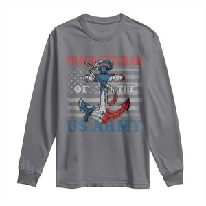 Proud Veteran Of The US Army Long Sleeve Shirt Vintage American Flag Anchor TS11 Charcoal Print Your Wear
