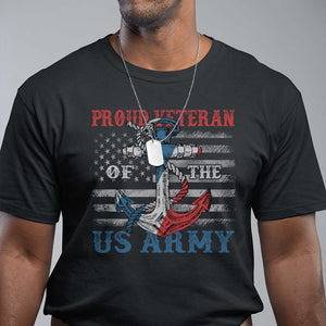 Proud Veteran Of The US Army T Shirt Vintage American Flag Anchor TS11 Black Print Your Wear