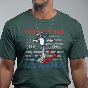 Proud Veteran Of The US Army T Shirt Vintage American Flag Anchor TS11 Dark Forest Green Print Your Wear