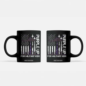 Purple Up For Military Kids Coffee Mug Camo American Flag Military Child Month USA Camouflage TS10 Black Print Your Wear