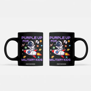 Purple Up For Military Kids Coffee Mug Military Child Month Astronaut Funny TS10 Black Print Your Wear