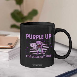 Purple Up For Military Kids Coffee Mug Military Child Month Dinosaur American Flag TS02 Print Your Wear