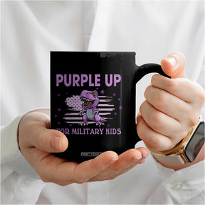 Purple Up For Military Kids Coffee Mug Military Child Month Dinosaur American Flag TS02 Print Your Wear