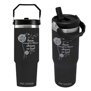 Purple Up For Military Kids Flip Straw Tumbler Brave Enough To Bloom Wherever We Land Month of Military Child TS02 One Size: 30 oz Black Print Your Wear