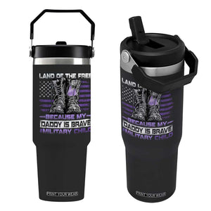 Purple Up For Military Kids Flip Straw Tumbler Military Child Month My Daddy Is Brave TS10 One Size: 30 oz Black Print Your Wear