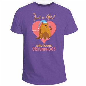 Personalized Couple, Family Gift Just A Girl Who Loves Groundhogs T Shirt CTM Custom - Printyourwear