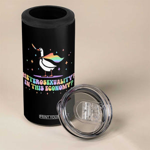 Rainbow Goose Heterosexuality in This Economy 4 in 1 Can Cooler Tumbler LGBTQ Lesbian Pride TS10 Print Your Wear
