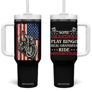 Real Grandpas Ride Motorcycles Tumbler With Handle Some Grandpas Play Bingon American Flag TB10 One Size: 40 oz Black Print Your Wear