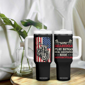 Real Grandpas Ride Motorcycles Tumbler With Handle Some Grandpas Play Bingon American Flag TB10 Print Your Wear