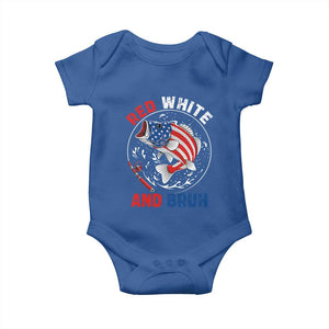 Red White And Bruh Fishing Baby Onesie Funny Patriotic Bass 4th Of July American Flag TS02 Royal Blue Print Your Wear
