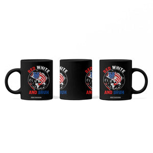 Red White And Bruh Fishing Coffee Mug Funny Patriotic Bass 4th Of July American Flag TS02 Print Your Wear