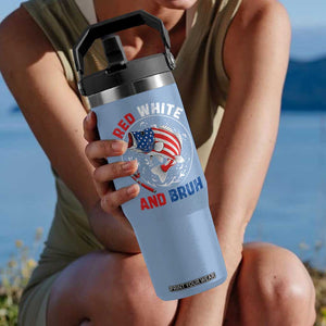 Red White And Bruh Fishing Flip Straw Tumbler Funny Patriotic Bass 4th Of July American Flag TS02 One Size: 30 oz Light Blue Print Your Wear