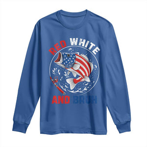Red White And Bruh Fishing Long Sleeve Shirt Funny Patriotic Bass 4th Of July American Flag TS02 Royal Blue Print Your Wear