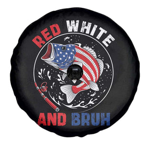 Red White And Bruh Fishing Spare Tire Cover Funny Patriotic Bass 4th Of July American Flag TS02 Print Your Wear
