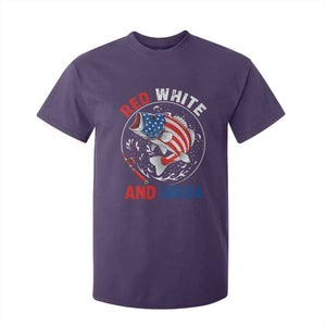 Red White And Bruh Fishing T Shirt For Kid Funny Patriotic Bass 4th Of July American Flag TS02 Purple Print Your Wear