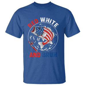 Red White And Bruh Fishing T Shirt Funny Patriotic Bass 4th Of July American Flag TS02 Royal Blue Print Your Wear