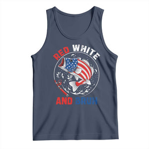 Red White And Bruh Fishing Tank Top Funny Patriotic Bass 4th Of July American Flag TS02 Navy Print Your Wear
