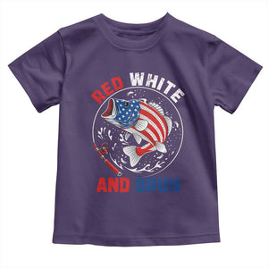 Red White And Bruh Fishing Toddler T Shirt Funny Patriotic Bass 4th Of July American Flag TS02 Purple Print Your Wear
