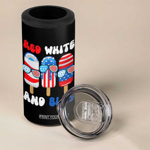 Red White Blue Popsicle 4th of July 4 in 1 Can Cooler Tumbler Patriotic USA Flag TS10 Print Your Wear