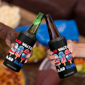 Red White Blue Popsicle 4th of July 4 in 1 Can Cooler Tumbler Patriotic USA Flag TS10 Print Your Wear